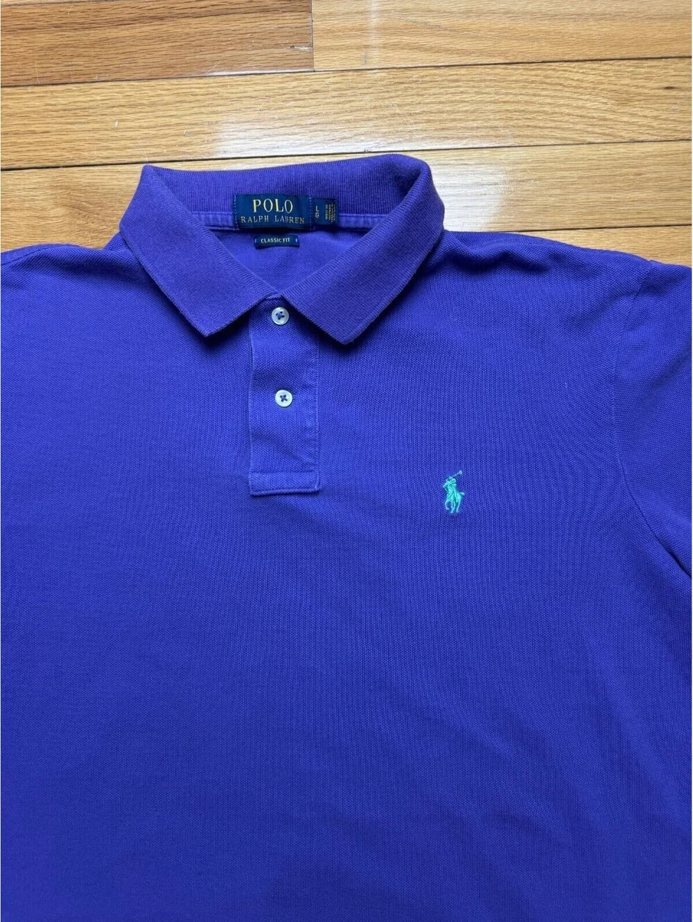 Polo Ralph Lauren Classic Fit Polo Shirt Mens LG Blue Purple Cotton